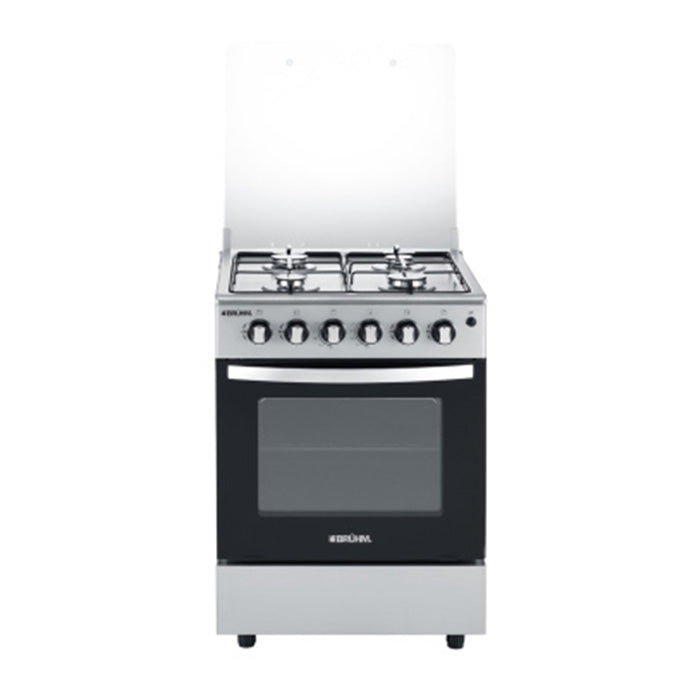 BRUHM Gas Oven BGC-6640IS 60 X 60CM, 4 GAS, STAINLESS STEEL TOP, GREY - BrandCart Kenya