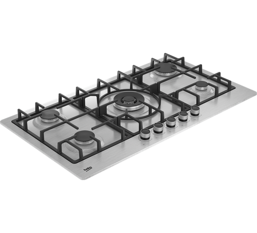 Beko HIMW 95225 SXEL 5 Gas Built In Hob - 90CM, Stainless Steel - BrandCart Kenya