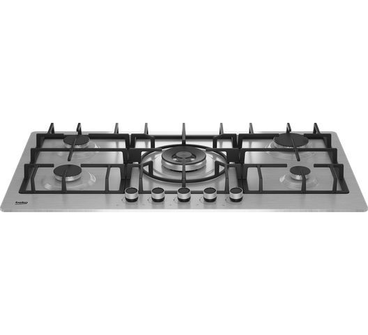 Beko HIMW 95225 SXEL 5 Gas Built In Hob - 90CM, Stainless Steel - BrandCart Kenya