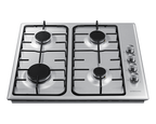 Gas Hob Cooktop with 4 Burners and Powerful Heat, Silver - BrandCart Kenya