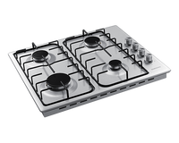Gas Hob Cooktop with 4 Burners and Powerful Heat, Silver - BrandCart Kenya