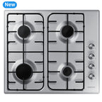 Gas Hob Cooktop with 4 Burners and Powerful Heat, Silver - BrandCart Kenya