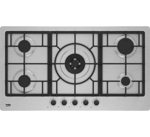 Beko HIMW 95225 SXEL 5 Gas Built In Hob - 90CM, Stainless Steel - BrandCart Kenya
