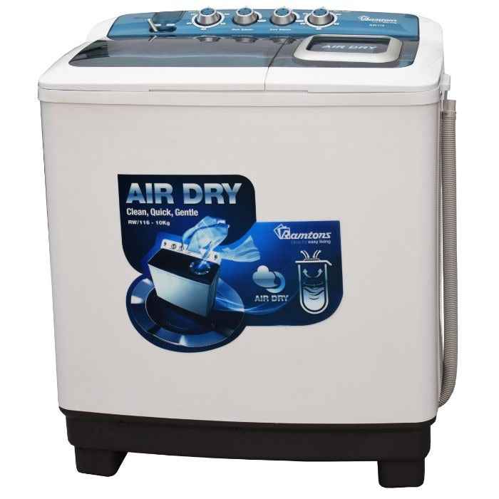 Ramtons TWIN TUB SEMI AUTOMATIC 10KG WASHER, 8.5KG SPIN - RW/116